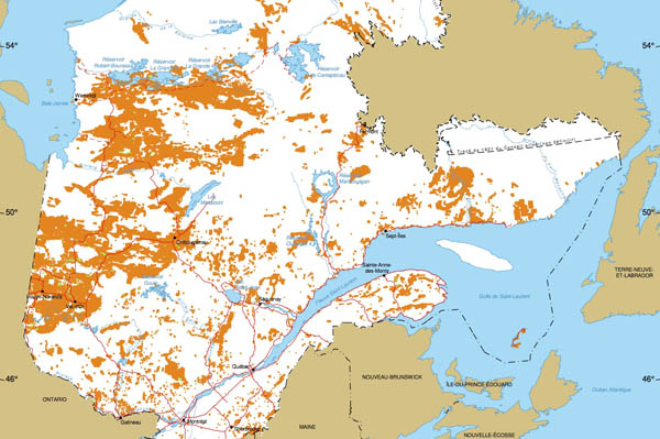 Claims miniers (excluant le Grand Nord) au Québec 04-12-2023