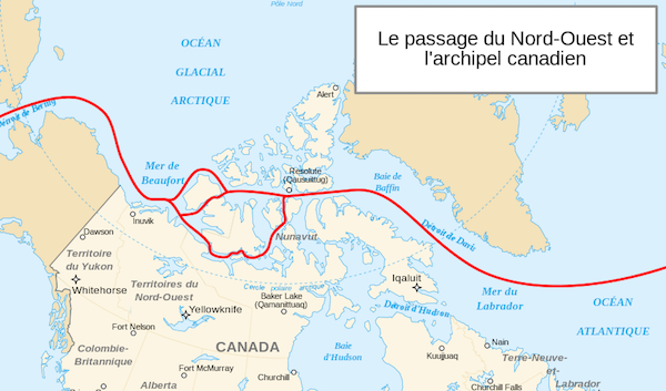 Carte de l'archipel canadien et du Passage du Nord-Ouest