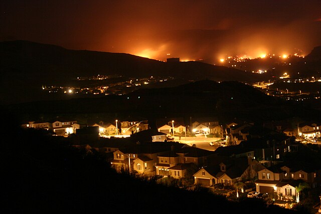 Incendie à Santa Clarita, Californie en octobre 2007