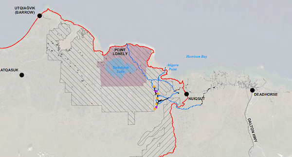 Carte du projet Willow en Alaska